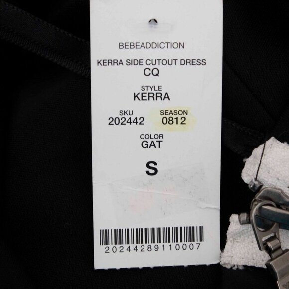 Bebe Addiction Kerra Sz S Black White Zip Side Open Side Poly Spandex Dress - Picture 12 of 12